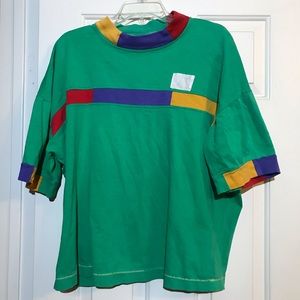 Mock necked color block shirt